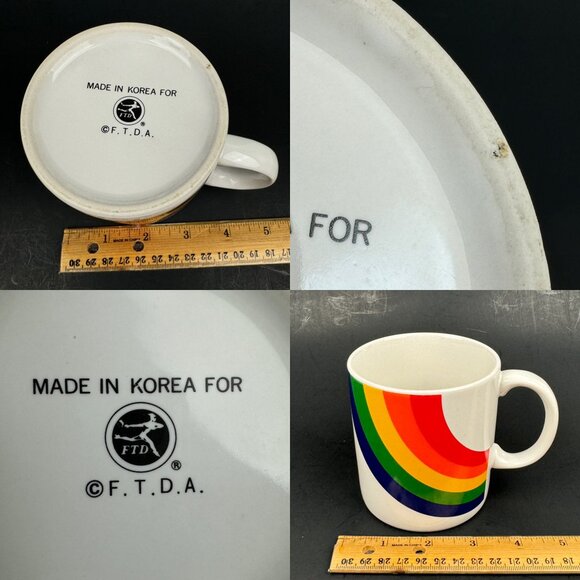 Vtg Ceramic Rainbow Mug Coffee Tea FTDA White Cream w Handle LGBTQ Gay Pride‎ - Picture 6 of 11